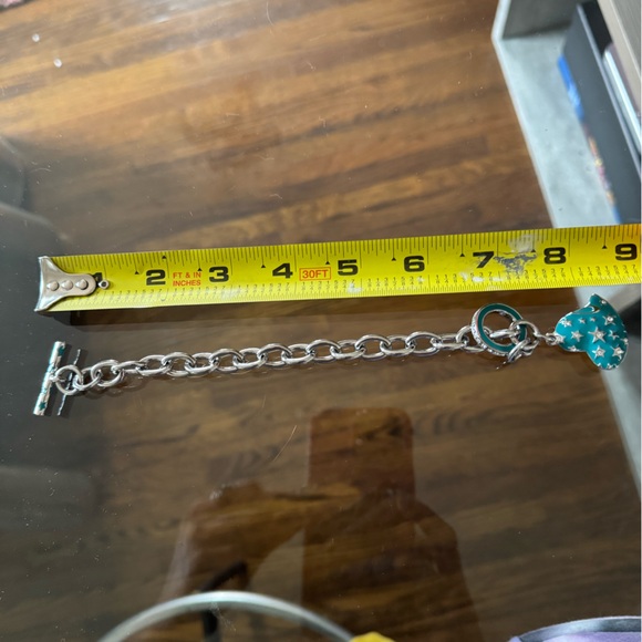 Vivienne Westwood turquoise and silver chain bracelet with heart charm - Picture 6 of 6